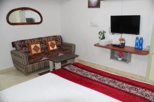 a living room with a couch and a television at Friendlystay - An Home Stay And Elite in Chennai
