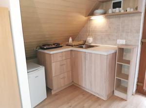 Kuchyň nebo kuchyňský kout v ubytování FLÓRA VENDÉGHÁZ A BALATONNÁL