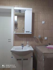 a bathroom with a sink and a mirror at Vikendica Matić in Goč