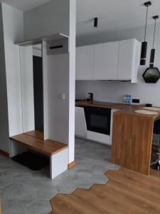 Kuchyňa alebo kuchynka v ubytovaní APARTAMENT DĄBSKA 24 TAURON ARENA