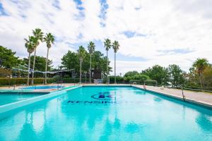una gran piscina con palmeras en el fondo en Kensington Resort Seogwipo en Seogwipo