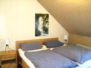um quarto com duas camas e um quadro na parede em Bio-Hotel Zum Forsthaus em Altenau