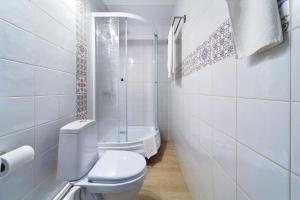 エカテリンブルクにあるAllisHotelの白いバスルーム(トイレ、シャワー付)
