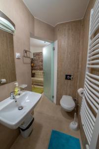 ein Bad mit einem Waschbecken und einem WC in der Unterkunft Prestige Apartments in Niš