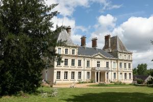 duży biały budynek z szarym dachem w obiekcie Chateau L' Escale w mieście Saint-Herblon