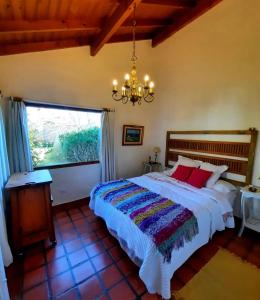 een slaapkamer met een groot bed en een raam bij GOLF - Casa de huéspedes in Tandil