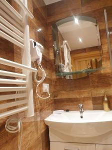 łazienka z umywalką i lustrem w obiekcie Apartamenty u Baców w mieście Ostrowsko