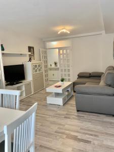 sala de estar con sofá y TV en Apartamento Vilagarcía de Arousa -Playa 7 - Rías Baixas en Vilagarcia de Arousa