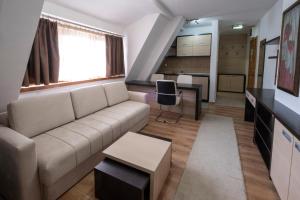 a living room with a couch and a table at Mila apartmani Kopaonik in Kopaonik