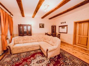a living room filled with furniture and a fireplace at Pałac Kursko in Kursko