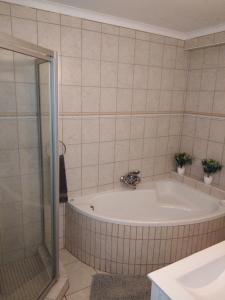 a bath tub in a bathroom with a shower at 20 on Beach Road in Swakopmund