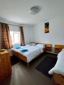 a bedroom with two twin beds and a window at Casa Anna in Chilia Veche