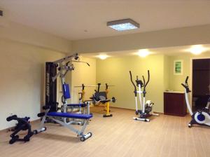 a gym with several exercise equipment in a room at Astir Of Naxos in Naxos Chora