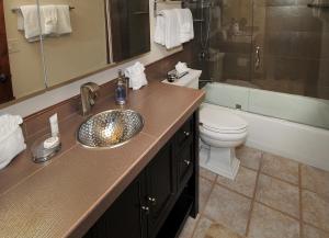 La salle de bains est pourvue d'un lavabo et de toilettes. dans l'établissement Lionshead Center #201 Condo, à Vail