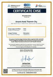 Certifikát, hodnocení, plakát nebo jiný dokument vystavený v ubytování Amaris Hotel Thamrin City
