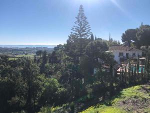 a house sitting on top of a hill with trees at Casa Simba B&B Adults Only in Estepona