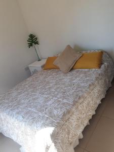 - un lit avec 2 oreillers dans l'établissement Departamento temporario Federal, à La Rioja