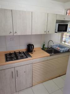 a kitchen with a stove top and a sink at Casa acogedora en excelente ubicación de San Fernando in San Fernando