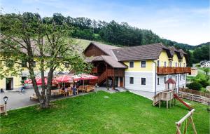 an aerial view of a building with a playground at Ferienwohnung - Waldviertel in Dorfstetten