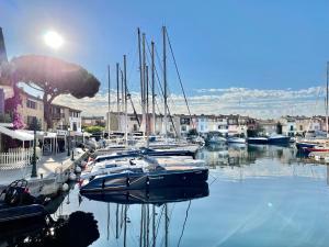 a group of boats docked in a marina at L'OCTOGONE in Grimaud