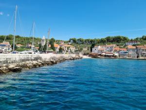 a view of a river with a town in the background at Holiday Home Ana in Prvić Luka