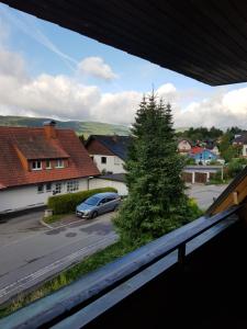 a view of a car parked in a parking lot at FeWo Untere Ringstrasse 3 in Schluchsee