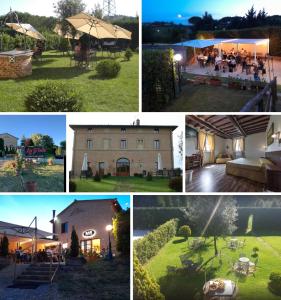 a collage of photos of a neighborhood at Fonte Dei Tufi in Siena