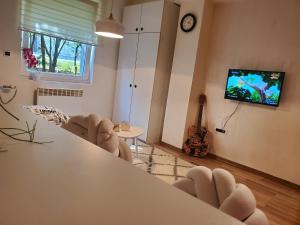 TV a/nebo společenská místnost v ubytování Sleep and drive Suites