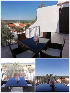 two pictures of a table and chairs on a patio at La casita de Fuente Obejuna in Fuente Obejuna