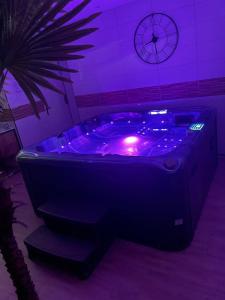 a jacuzzi tub with purple lights in a room at Vitospa in Cauffry