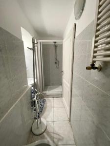 a bathroom with a shower and a toilet and a sink at Celeste Apartment in Genoa +17 photos