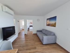 Televízia a/alebo spoločenská miestnosť v ubytovaní Apartmani Adria