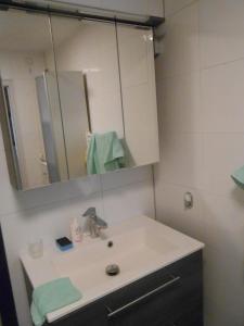 een badkamer met een wastafel en een spiegel bij Hetem's Room in Amsterdam