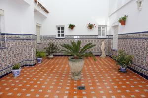 a very large room with a bunch of green plants in it at Hostal La Janda in Vejer de la Frontera