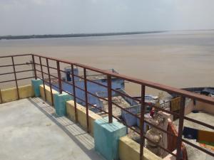 a view of the river from a bridge at Shiva lodge in Varanasi