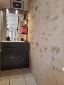 a bathroom with a sink and a mirror at Les Maharanis in Moisenay
