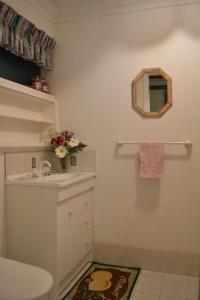 a bathroom with a sink and a mirror at Palms Bed & Breakfast in Perth