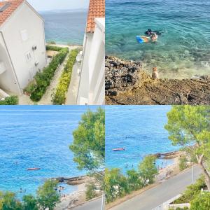 a collage of photos of people in the water at Apartman Bruno Beach in Sutivan