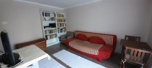 Televízia a/alebo spoločenská miestnosť v ubytovaní Könyvkuckó Apartman