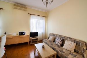 salon z kanapą i telewizorem w obiekcie Ionian Grand - Apartments w mieście Leukada (miasto)