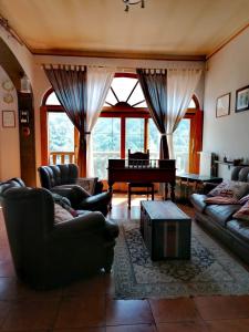 sala de estar con sofás y piano en B&B Il Santo Pellegrino, en Adrara San Rocco