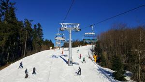 a group of people skiing on a ski lift at Dagmar's vakantieappartement in Winterberg in Winterberg