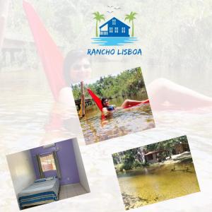 eine Collage mit Fotos einer Person im Wasser in der Unterkunft Rancho Lisboa Cocal in Queimada