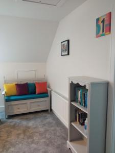 a room with a couch and a book shelf at Greenway Guesthouse in Mullingar