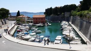 a group of boats are docked in a harbor at Nautical rooms Old town in Zadar