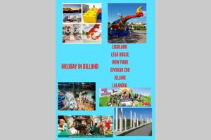 a collage of pictures of amusement parks at 3 minute walk to LEGO - Best Location - n18 in Billund