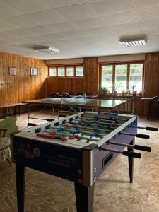 a ping pong table in the middle of a room at Le Gildien in Bardonecchia