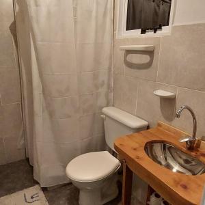 un baño con inodoro y lavabo en El Cipresal- Pichi Ruka, en San Martín de los Andes