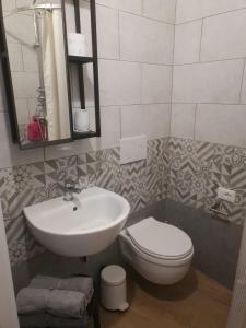 bagno con lavandino e servizi igienici di B&B Casa Caterina a Milano