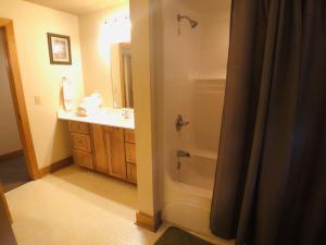 y baño con ducha y lavamanos. en Briarstone Lodge Condo 13D, en Pigeon Forge